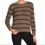Vince Brown and Black Striped Crew Neck Sweater Photo 1