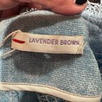 Lavender Brown New WOMENS  Sky Blue Frayed Cardigan shoulder pad small/Med Photo 2