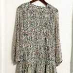 Storia Womens Dress Pale Green Floral Gathered Dress Long SleeveSize Small Photo 0