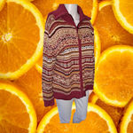 Tiara International Tiara Red Tan Design Full Zip With Shoulder‎ Pads Size Medium Photo 1