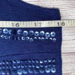 st. john's bay cotton blend sleeveless tank top w/sequins navy blue sz Med Photo 5