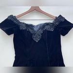 Rampage  Black Off-Shoulder velvet Maxi Dress beaded Vintage y2k goth witchy 7 Photo 1