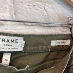 frame denim 26”  Le High Straight Raw Stagger Hem Army Green Tuxedo Stripe Jeans Photo 11