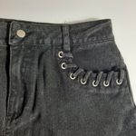 Honey Punch Womens Denim Mini Skirt Medium Black Moto Biker Chic Y2K Whimsigoth  Photo 2