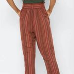 American Eagle  Outfitters Pants‎ Womens Striped Tie Waist Casual Rust Size S Photo 1