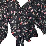 Ganni  38 US M Printed Georgette Floral Wrap  ruffle Blouse Top Photo 6