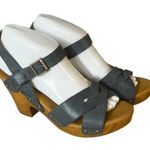 Korks Bagley Platform Cool Grey Leather Studded Chunky Heeled Strappy Sandals 8M Gray Size 8 Photo 0