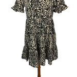 Boohoo Animal Print Ruffle Sleeve Tiered Mini Dress Casual Party 4 Photo 2