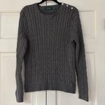 Ralph Lauren Lauren Ralph Lauren Charcoal Gray Cable Knit Sweater Size XL Cotton Logo Button Photo 0