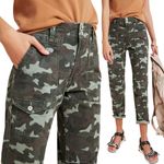 Anthropologie  Wanderer Camo Cargo Pants Women's 28 Green Relaxed Fit Boho Linen Photo 2