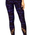 Warrior Danica Patrick NWT Blue and Black Patterned Leggings Lace Trim Medium Photo 0