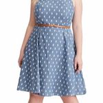 Torrid  Denim Chambray Leaf Print Sleeveless Skater Dress Sz.26W Photo 0