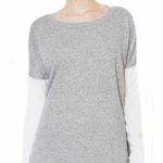 Vince Color Block Wool Cashmere Bateau Sweater Small Oversized Boxy Grey Cream Photo 2