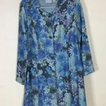 Susan Graver 3 Button Sparkly Blue Floral Swing Blazer Jacket Women's La… Photo 2