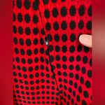 Milly Beautiful Red & Black Circle Check 100% Wool Cape Lined Rare Photo 2