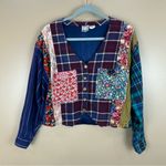 Vintage 2 Of Us Multicolor Patchwork Flannel Quilt Crop Top Jacket Medium 80s Blue Photo 0