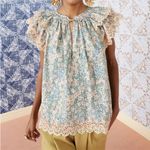 Ulla Johnson Cotton Eyelet Floral Elm Flutter Sleeve Top Photo 2