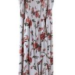 White Pink Floral High Low Maxi Dress Smocked Bust Lightweight Flowy XL Romantic Photo 0