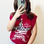 Current/Elliott NEW Current/Elliot Red Abstract Knit Sweater Vest Sleeveless Size 1 Photo 0