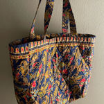 Singapore Quilted Tote Bag with Floral Design Blue Photo 0