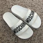 Moschino  Logo Slide Sandals in White, Size 38 New in Box Photo 3