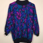 VTG CapeCod Sportswear Women’s Vibrant Floral Print Knit Mock Neck Sweater Blue Size L Photo 0