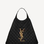 Saint Laurent YSL, iCare Tote Bag and Pouch, Black Quilted Leather Photo 4