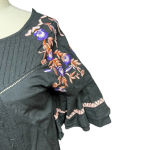 Free People  Pavlo Embroidered Smock Dress Black Purple Floral‎ Size XS Photo 4