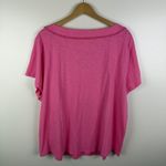 Talbots  Pink Pom Trim Knit Tee Size 3X Cotton Stretch Comfy Preppy Lightweight Photo 2