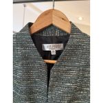 Kasper Black Metallic Thread Tweed Long Sleeve Open Front Blazer Women's Size 16 Green Photo 2