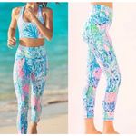 Lilly Pulitzer  Luxletic Weekender Leggings Women Sz S Blue Pink Sink Or Swim Photo 1