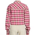 Good American NWT Pink Plaid Cropped Shacket Size 1 Small Button Front Flannel Photo 1
