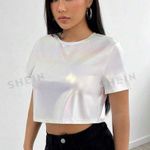 SheIn EZwear Holographic Crop Tee Photo 4