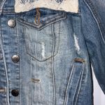 Hot Kiss Women’s Cropped  Blue Denim Jacket with Cream Lace Size: S Photo 3