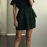 SIR The Label / Revolve Stefi Linen Off Shoulder Ruffle Mini Dress in Dark Olive Photo 0