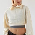 BDG New Leaf Quarter-Zip Cropped Sweatshirt NWT Size M - Ivory Photo 0