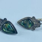 Multicolor Abalone Shell Pierced Earrings in Silver Tone Metal Photo 12