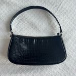 Black Faux Crocodile Leather Shoulder Bag Photo 1