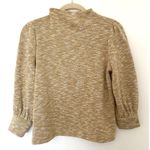Madewell  Gathered Sleeve Mock Neck Knit 3/4 Sleeves Pullover Heather Tan Top S Photo 2