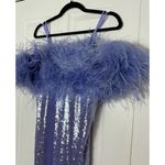 Akira Lavender Purple Sequins Bardot Off The Shoulder Feather Dress Size XL Photo 5