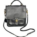 Coach Vintage 5130 Black Leather Station Satchel Crossbody Bag Brass Hardware Photo 0