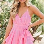 Pink Lily Delightfully In Love Hot Pink Ruffle Romper Photo 0