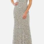 Mac Duggal Handmade Beaded Embellished Gown Cowl Neck Cal Sleeve Evening Formal Photo 0