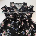 Torrid Black Colorful Floral Cold Shoulder Wrap Tie Belt Stretch Dress Size 3X Photo 7