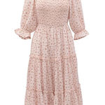 NWT Ivy City Co. Madeline Midi in Pink Floral Smocked Cotton Dress L Size L Photo 0