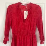 ZARA NWT Polka Dot Midi Dress Red and Black Size XS Ruffle Cute Holiday Photo 9