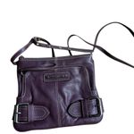 Franco Sarto Women's Purple Leather Crossbody Bag with Buckle Accents Photo 7