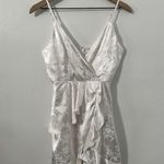 Altar'd State  White Floral Satin Layered Mini Dress Medium Photo 1