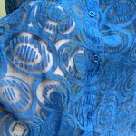 Sheer Oversized Blue Nylon Blouse Shirt Swim Cover Up Top Blouson, Size L Size L Photo 4