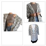 H&M  Black & White Diamonds Open Front 3/4 Sleeve‎ Wool Blend Oversized Cardigan Photo 1